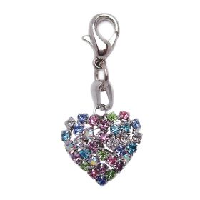 Colorful Rhinestone Heart Shaped Charm