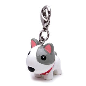 Poly 3 D White Dog with Spike Collar Charm