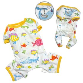Knit Cotton Pajamas with Ocean Pals (Color: White, size: Xl)
