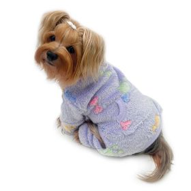 Ultra Plush Colorful Bones/Paws Turtleneck Pajamas (Color: Purple, size: Xl)